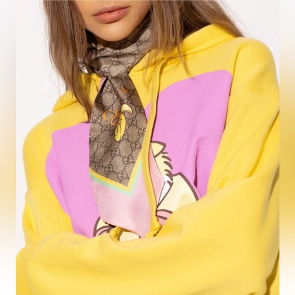 New GUCCI GG JACQUARD SİLK NECK BOW / SCARF - Picture 7 of 9